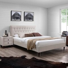 Кровать EMILIA с матрасом HARMONY DUO (86743) 140x200см, обивка из мебельного текстиля, цвет: светло-бежевый цена и информация | Кровати | hansapost.ee