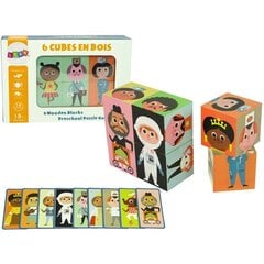 Wooden Blocks Assemble Characters 6 Piece Puzzle Colourful цена и информация | Игрушки для малышей | hansapost.ee