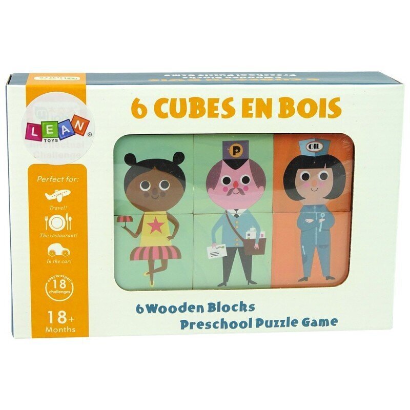 Wooden Blocks Assemble Characters 6 Piece Puzzle Colourful hind ja info | Beebide mänguasjad | hansapost.ee