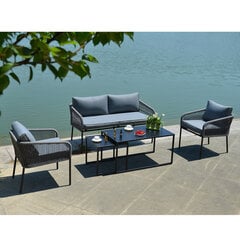 Комплект садовой мебели LEVINE (стол, диван и 2 кресла) черный цена и информация | Комплекты уличной мебели | hansapost.ee