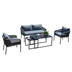 Комплект садовой мебели LEVINE (стол, диван и 2 кресла) черный цена и информация | Комплекты уличной мебели | hansapost.ee