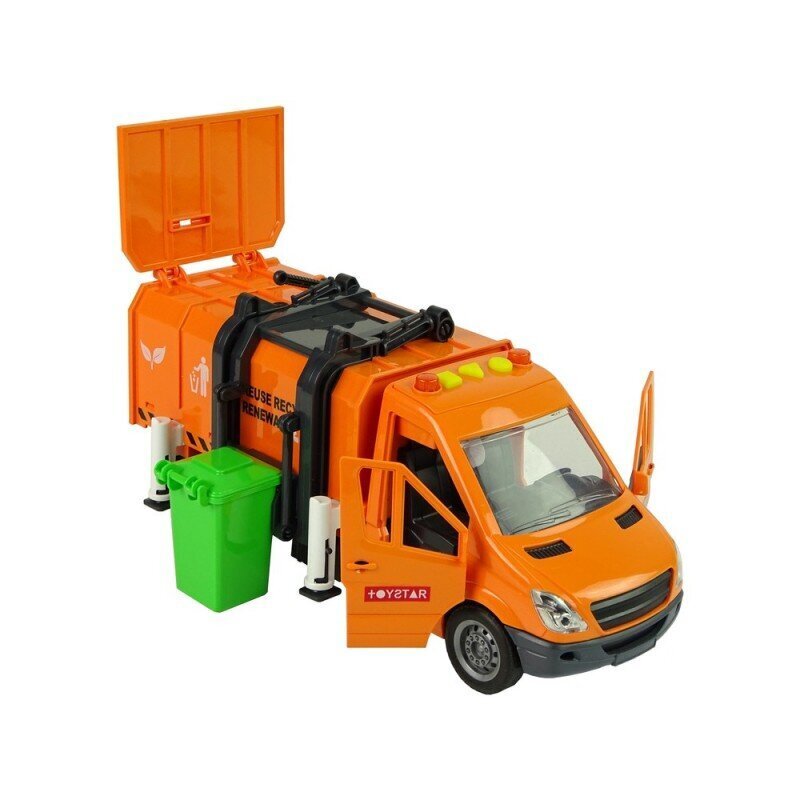 Rubbish Truck with Friction Drive Sound Effects Orange цена и информация | Mänguasjad poistele | hansapost.ee