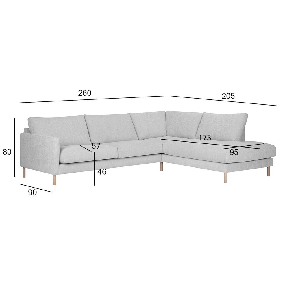 Nurgadiivan LISANNA PN hall, 260x90/205xH80cm цена и информация | Nurgadiivanid ja nurgadiivanvoodid | hansapost.ee