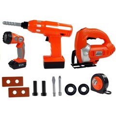 DIY Kit Drill, Jigsaw, Battery Flashlight 12 pcs. hind ja info | Mänguasjad poistele | hansapost.ee