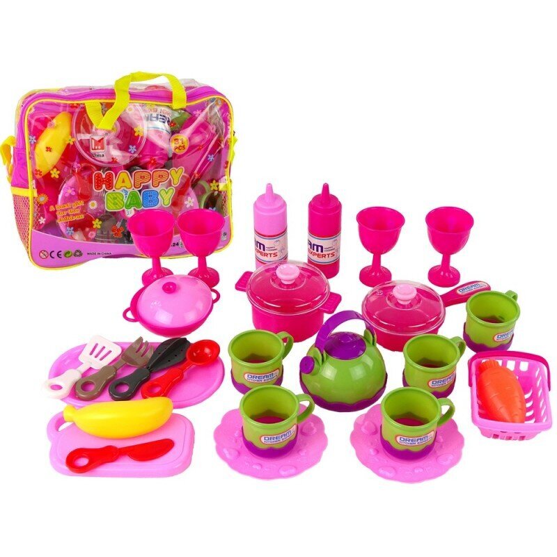 Kitchen Set 31 Elements Bag Dishes Plates Kids hind ja info | Mänguasjad tüdrukutele | hansapost.ee