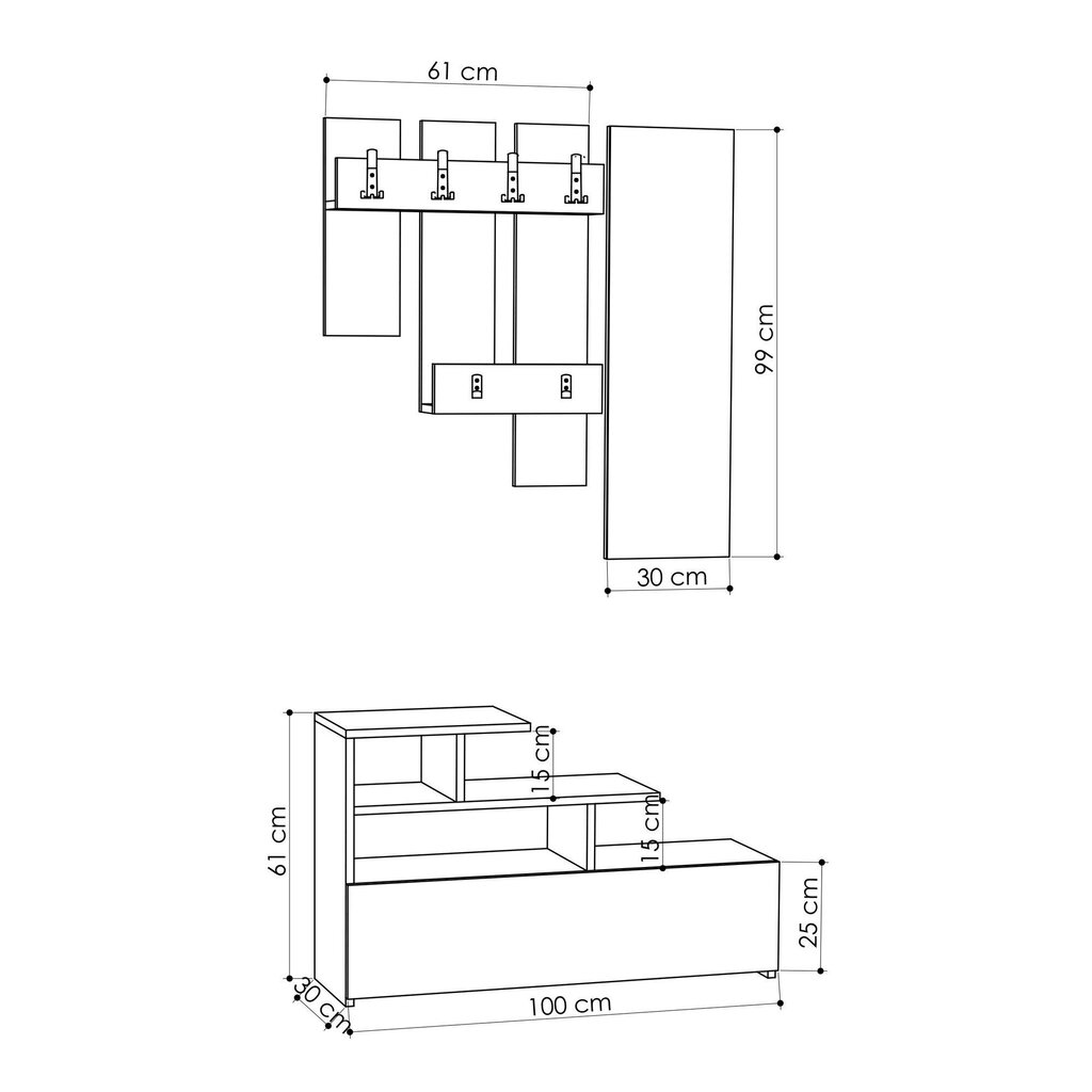 Esikukomplekt Kalune Design 776, 100 cm, pruun цена и информация | Esikukomplektid | hansapost.ee