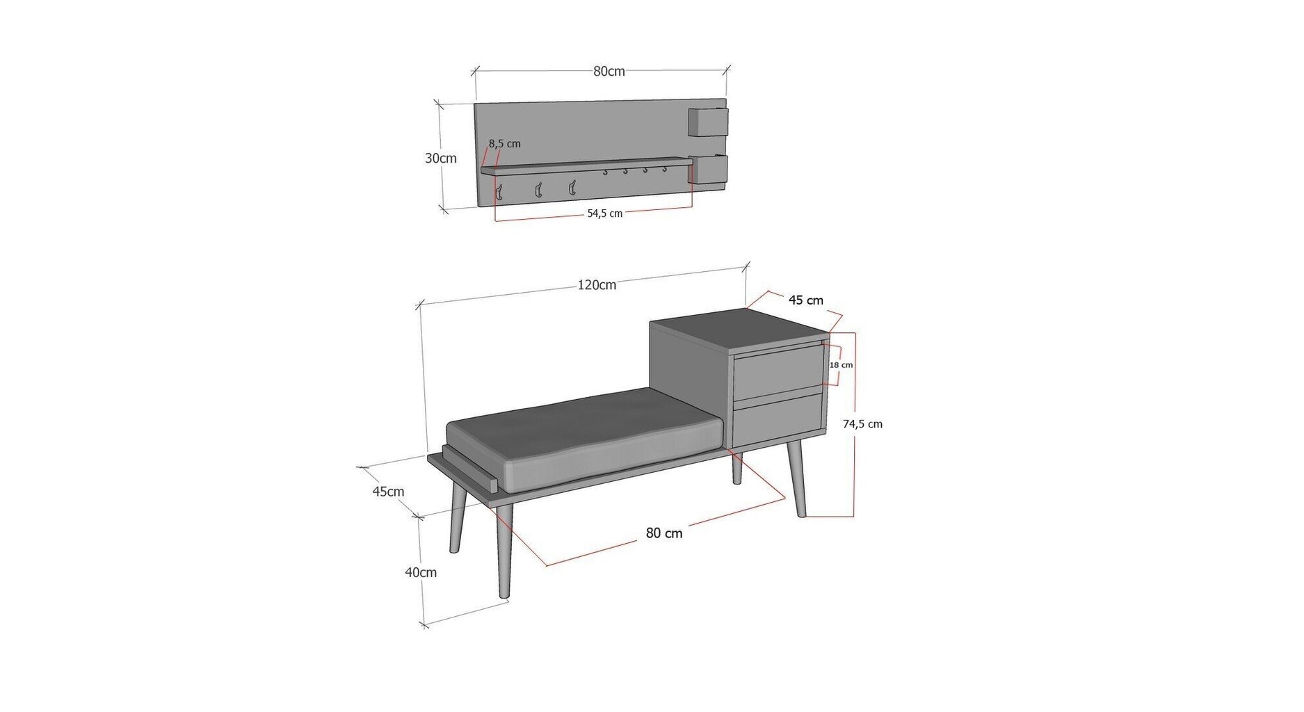 Esikukomplekt Kalune Design 854, pruun/hall цена и информация | Esikukomplektid | hansapost.ee