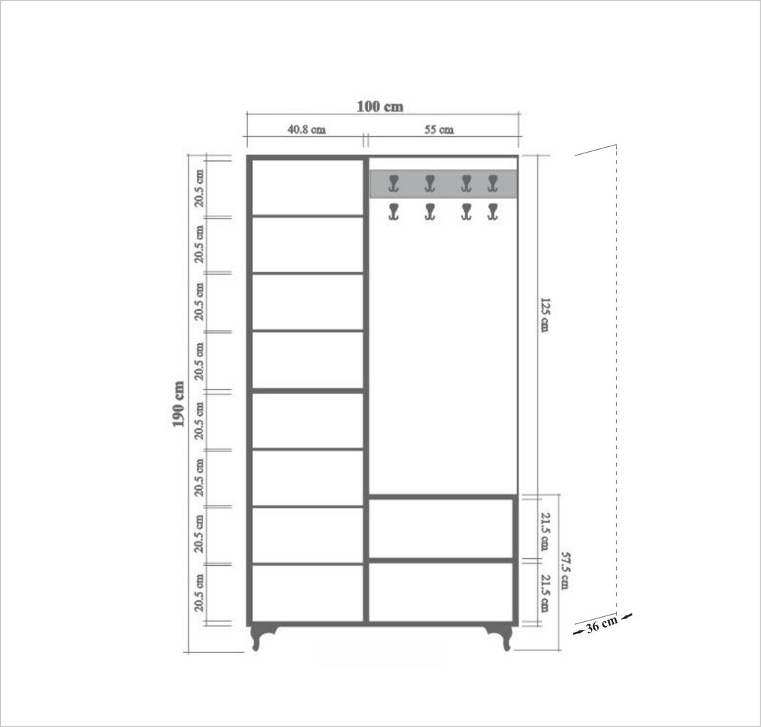 Esikukomplekt Kalune Design 863(III), roheline/tamme värv hind ja info | Esikukomplektid | hansapost.ee