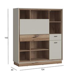 Bookcase RIVERO 124x40xH143cm, with desk цена и информация | Полки | hansapost.ee