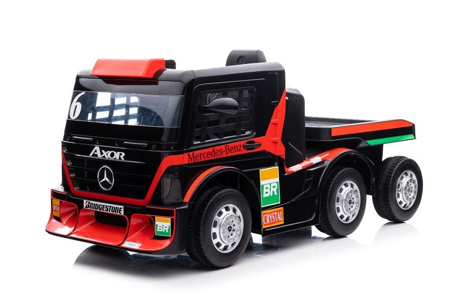Ühekohaline haagisega elektriauto Mercedes-Benz Axor XMX622, punane цена и информация | Laste elektriautod | hansapost.ee