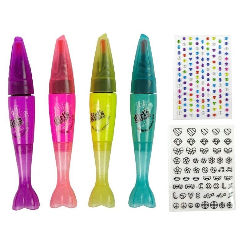 Nail Painting Set Nail Lacquers Pens Coloured Stickers hind ja info | Mänguasjad tüdrukutele | hansapost.ee