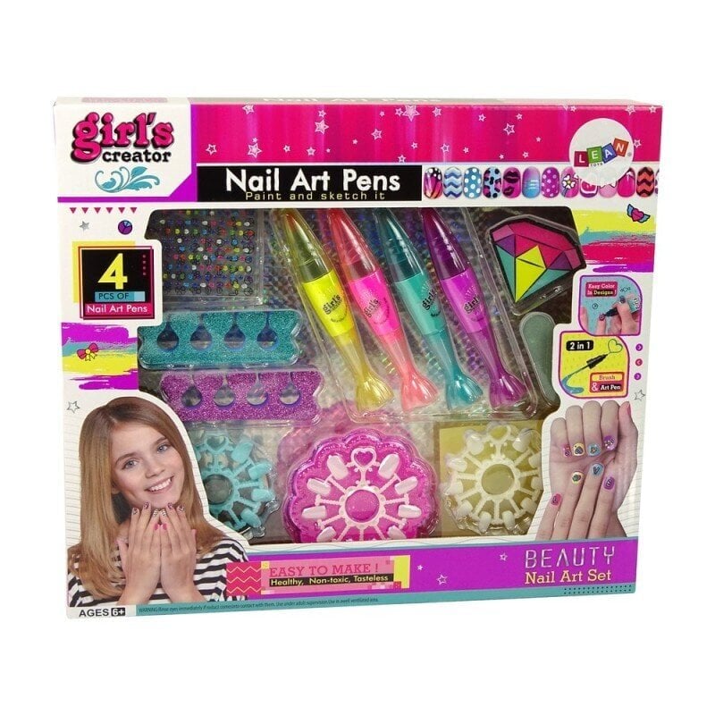 Nail Painting Set Nail Lacquers Pens Coloured Stickers цена и информация | Mänguasjad tüdrukutele | hansapost.ee