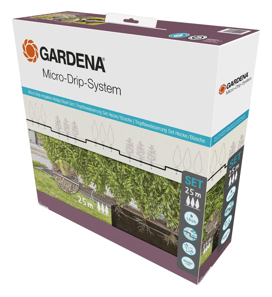 Tilkkastmissüsteem põõsastele/hekkidele Gardena Micro-Drip-Irrigation, 25 m hind ja info | Niisutussüsteemid, kastmisvoolikud ja kastekannud | hansapost.ee