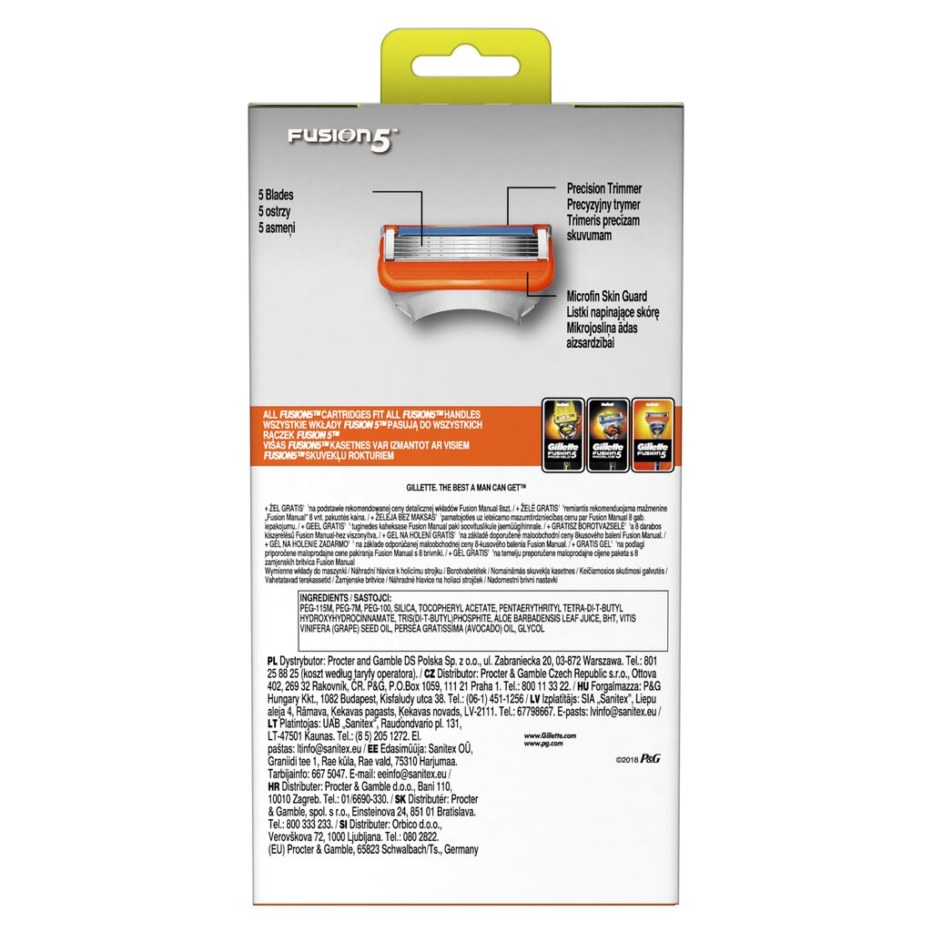 Gillette Fusion Raseerija Varuterad 8 tk + Fusion 5 Ultra Sensitive Raseerimisgeel hind ja info | Raseerimisvahendid | hansapost.ee