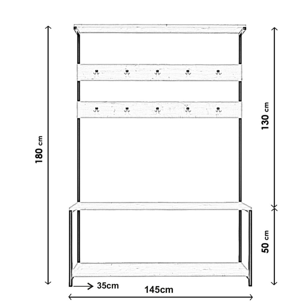 Riidepuu Kalune Design Blossom L1307, pruun/must цена и информация | Nagid | hansapost.ee