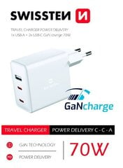 Swissten GaN Travel, USB-C, 3A hind ja info | Laadijad mobiiltelefonidele | hansapost.ee