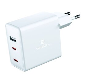 Swissten GaN зарядное устройство 2 x USB-C / USB / 70W цена и информация | Зарядные устройства для телефонов | hansapost.ee