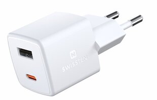 Swissten GaN Mini зарядное устройство USB-C / USB / PD 30W цена и информация | Зарядные устройства для телефонов | hansapost.ee