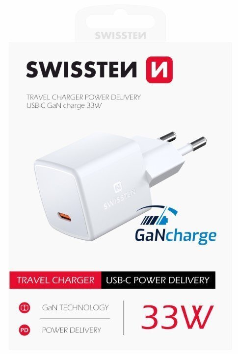 Swissten GaN Mini Travel, USB-C, 3A hind ja info | Laadijad mobiiltelefonidele | hansapost.ee