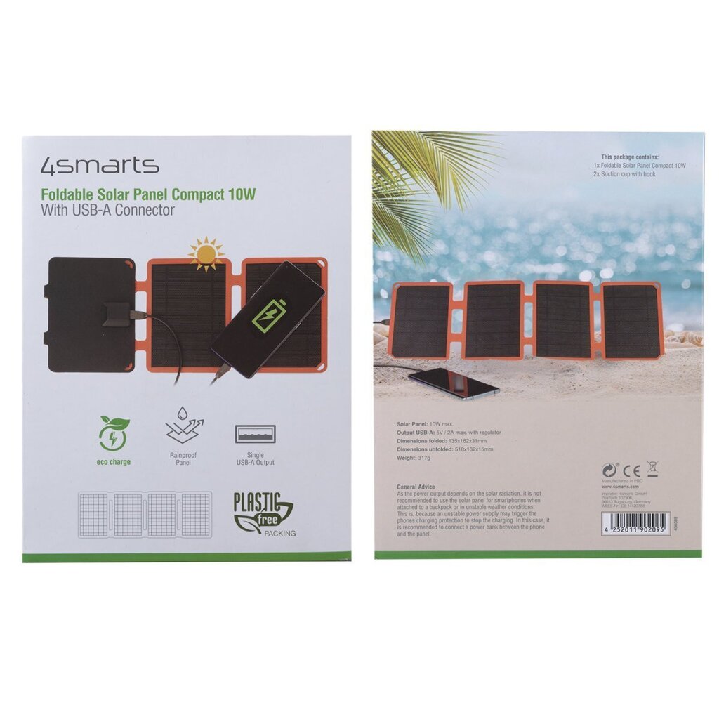 4smarts Solar Panel VoltSolar, USB, 2A hind ja info | Laadijad mobiiltelefonidele | hansapost.ee