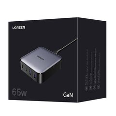 UGREEN CD327 Nexode charger, 2x USB-C, 2x USB-A, GaN, 65W (grey) hind ja info | Laadijad mobiiltelefonidele | hansapost.ee