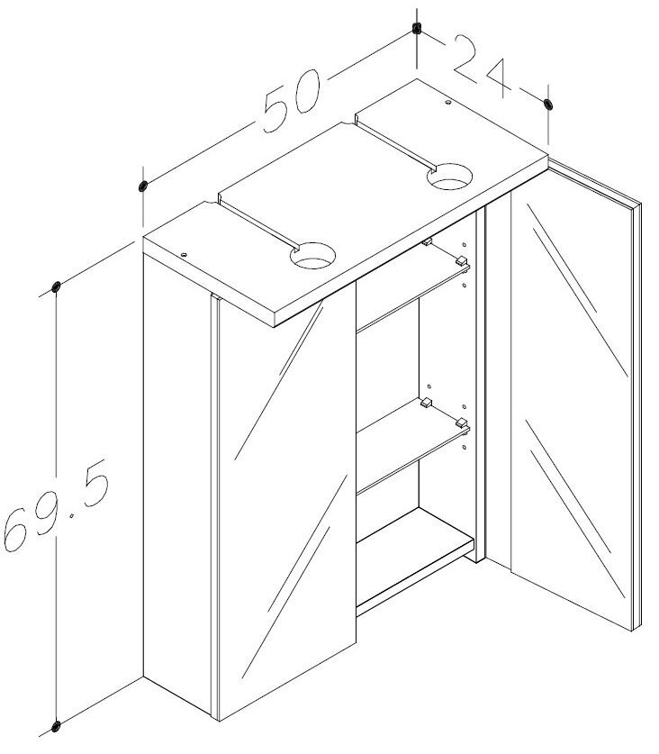 Peegelkapp Quadro/Pro 50 cm, valge hind ja info | Vannitoakapid | hansapost.ee