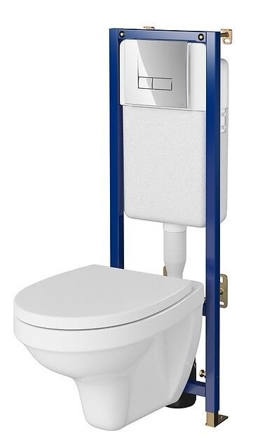 Seinale kinnitatav WC-pott Cersanit B619 WHB+raam+nupp+aeglane kaas hind ja info | WС-potid | hansapost.ee