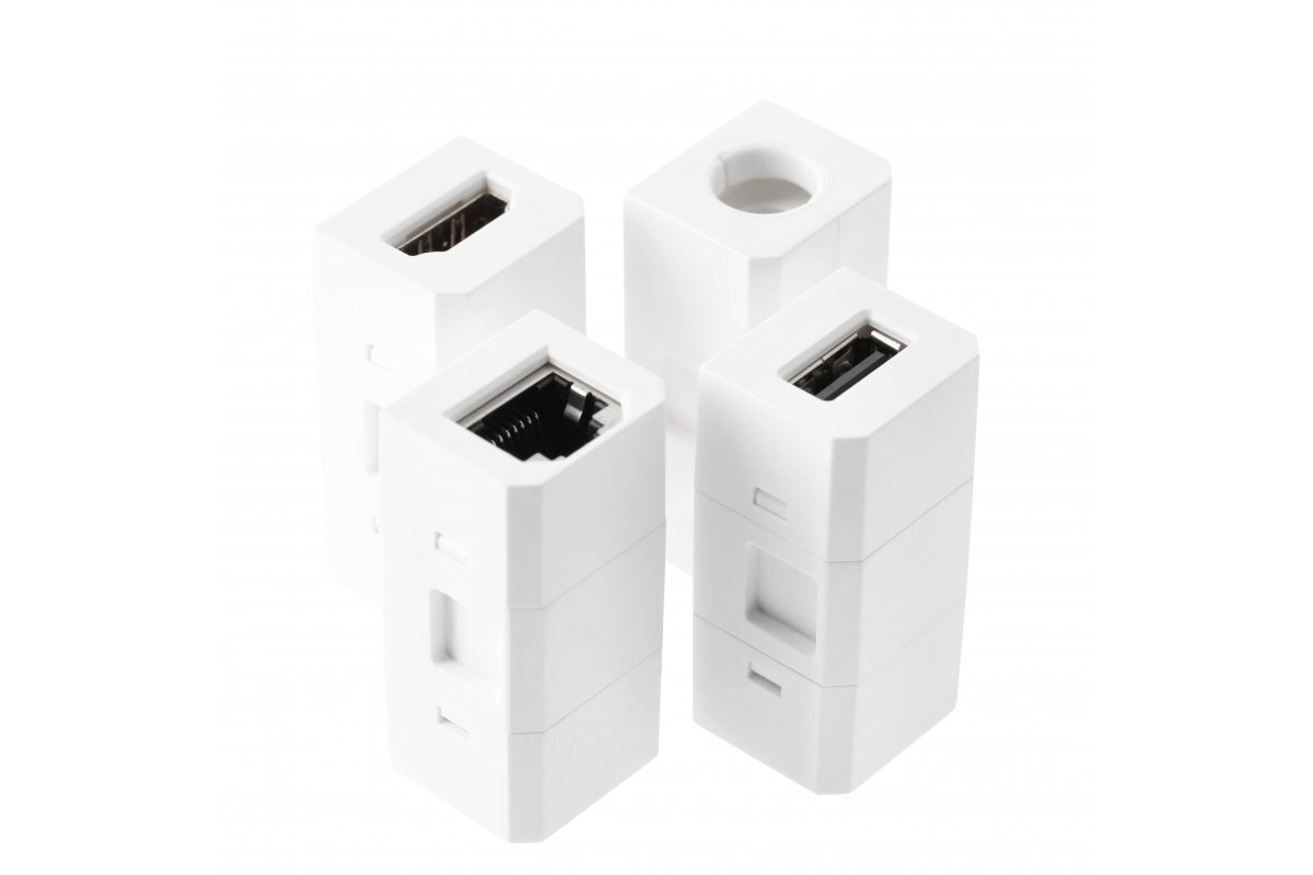 Sidepistikuplokk, 1 pesa, USB A+C, HDMI+RJ45 vahetatav, valge цена и информация | Pikendusjuhtmed | hansapost.ee