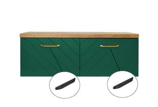 Двойной шкафчик для ванной Besco Floo 120 со столешницей из дуба, зеленый/черный цена и информация | Шкафчики для ванной | hansapost.ee