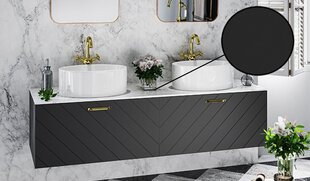 Шкафчик для ванной Besco Floo 160 с Slim black столешницей, черный/золотой цена и информация | Шкафчики для ванной | hansapost.ee