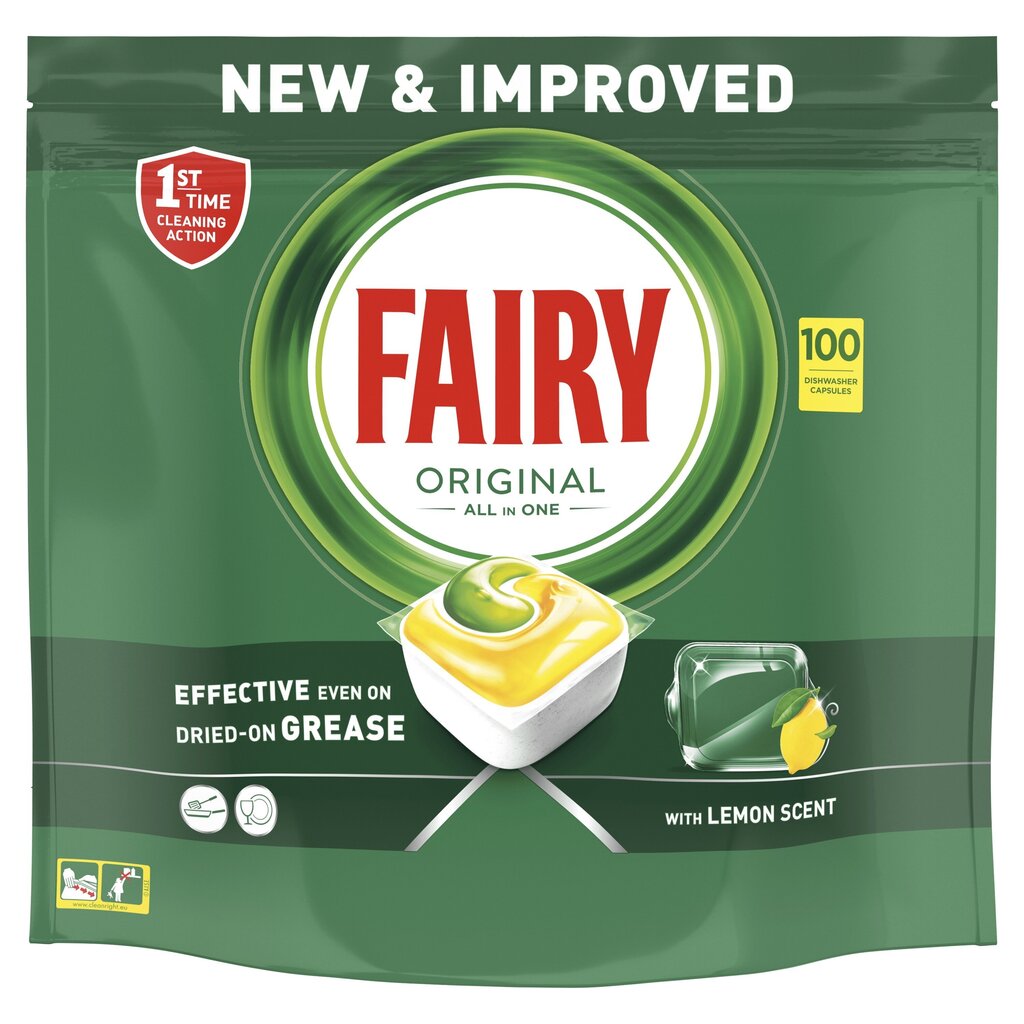 Fairy Original All In One Lemon nõudepesumasina tabletid, 100 tk. цена и информация | Nõudepesuvahendid | hansapost.ee