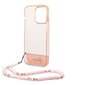 Guess PC/TPU Camera Outline Translucent Case with Strap for iPhone 14 Pro Pink hind ja info | Telefonide kaitsekaaned ja -ümbrised | hansapost.ee