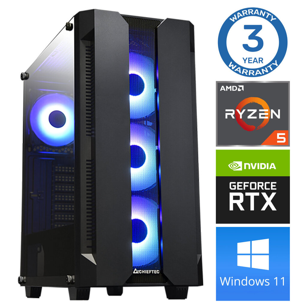 INTOP Ryzen 5 5600X 32GB 250SSD M.2 NVME+2TB RTX3060 12GB WIN11 цена и информация | Lauaarvutid | hansapost.ee