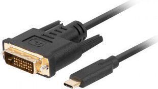 Кабель USB C — DVI-D Lanberg CA-CMDV-10CU-0010-BK Чёрный 1 m цена и информация | Кабели и провода | hansapost.ee