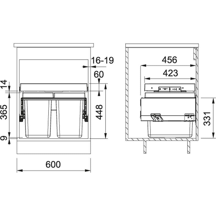 Prügikast Franke FX 60, 2 x 26 l цена и информация | Prügikastid | hansapost.ee