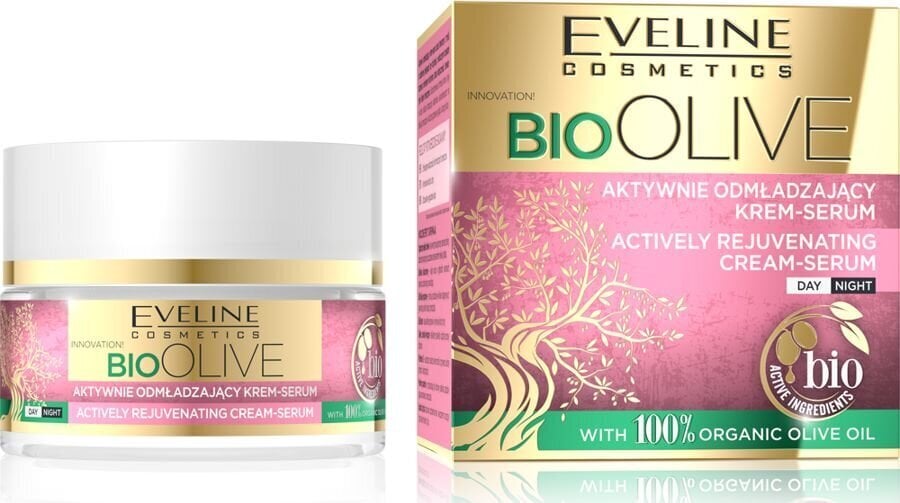 Näokreem-seerum Eveline Bio Olive Actively Rejuvenating, 50ml цена и информация | Näokreemid | hansapost.ee