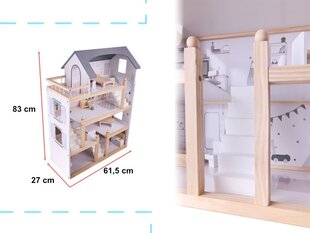 Деревянный кукольный домик с мебелью, 80 см. цена и информация | Игрушки для девочек | hansapost.ee