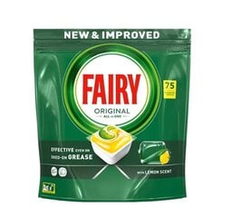 Fairy Original All in One’i Nõudepesumasina Tabletid Lemon, 75 Tabletti hind ja info | Nõudepesuvahendid | hansapost.ee