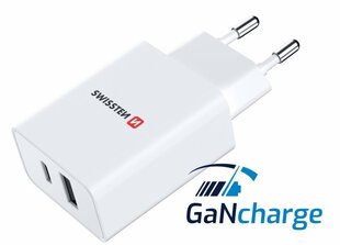 Swissten GaN Charger зарядное устройство PD 30W USB-C / USB цена и информация | Зарядные устройства для телефонов | hansapost.ee