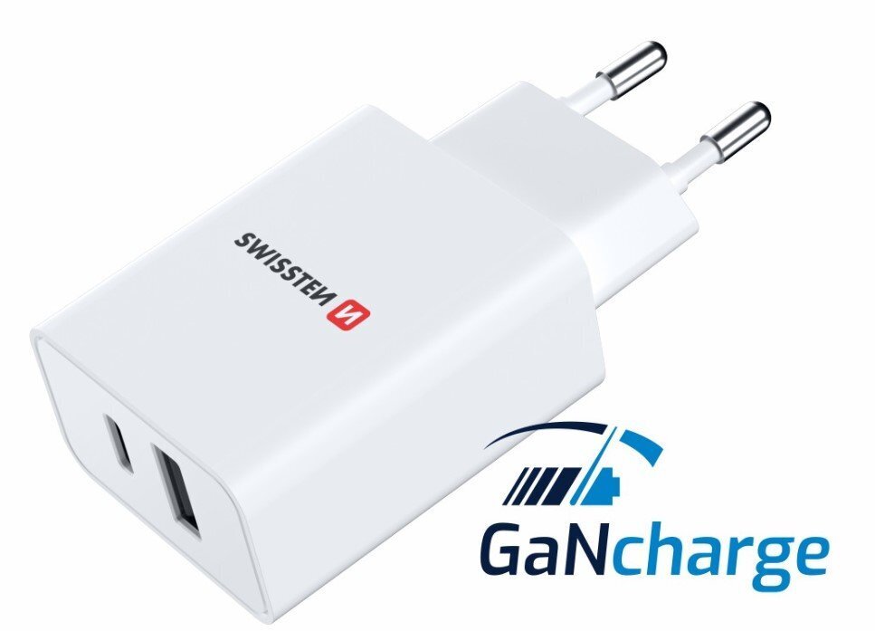 Swissten GaN, USB-C / USB, 3A цена и информация | Laadijad mobiiltelefonidele | hansapost.ee