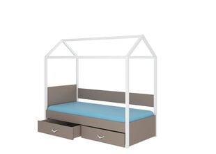 Кровать ADRK Furniture Otello 90x200 см с боковой защитой, белая/коричневая цена и информация | Детские кровати | hansapost.ee