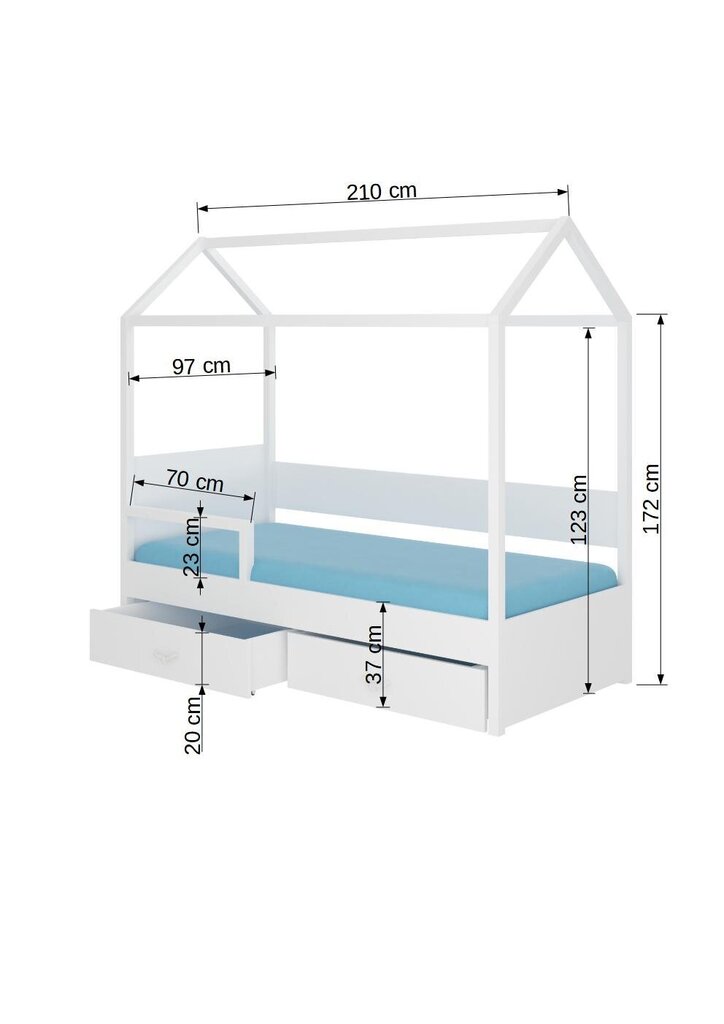 Voodi ADRK Furniture Otello 90x200 cm, valge/helepruun цена и информация | Lastevoodid | hansapost.ee