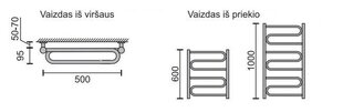 Käterätikuivati Rosela W, 500x1000 mm, 490W hind ja info | Käterätikuivatid ja vannitoa radiaaotrid | hansapost.ee