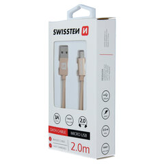Swissten Textile Quick Charge Универсальный Micro USB Кабель данных 2.0m Золотой цена и информация | Кабели для телефонов | hansapost.ee