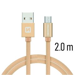 Swissten Textile Quick Charge Универсальный Micro USB Кабель данных 2.0m Золотой цена и информация | Кабели для телефонов | hansapost.ee