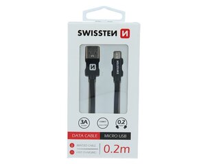 Swissten Textile Quick Charge Универсальный Micro USB Кабель данных 0.2m черный цена и информация | Кабели для телефонов | hansapost.ee