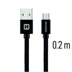 Swissten Textile Quick Charge Универсальный Micro USB Кабель данных 0.2m черный цена и информация | Кабели для телефонов | hansapost.ee