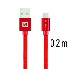 Swissten Textile Универсальный Quick Charge 3.1 USB-C USB Кабель данных 20 cм Красный цена и информация | Кабели для телефонов | hansapost.ee