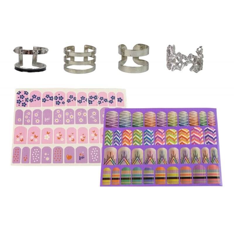 Nail Painting Set Nail Lacquers Glitter Stickers Rings цена и информация | Mänguasjad tüdrukutele | hansapost.ee