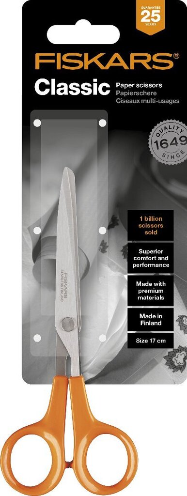 Fiskars Classic paberikäärid 17cm цена и информация | Kirjatarvikud | hansapost.ee